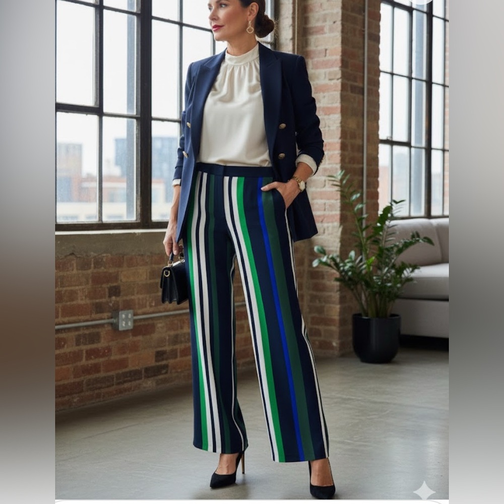 Banana Republic Multicolor Striped Wide Leg Pants